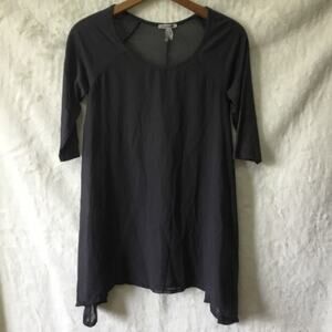 Marseille Gray Sheer Asymmetrical Hem Tunic